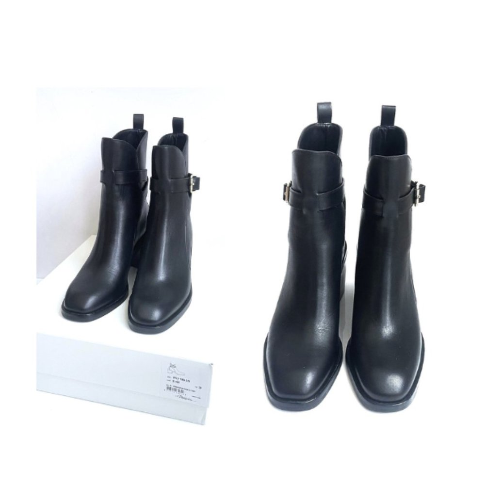 3.1 Phillip Lim Alexa Block Heel Leather Ankle Boots Bootie Sz 38 7.5 Bl…